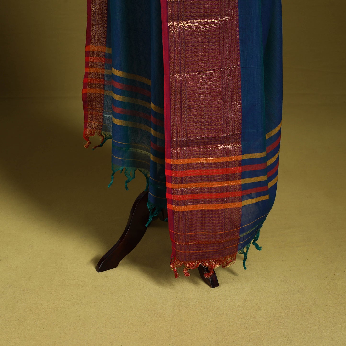 Blue - dharwad cotton dupatta with zari border 36