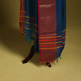 Blue - dharwad cotton dupatta with zari border 36