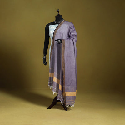 Purple - dharwad cotton dupatta with zari border 37