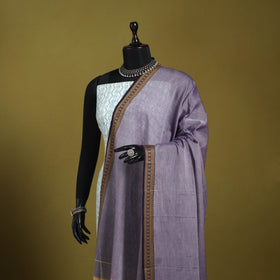 Purple - dharwad cotton dupatta with zari border 37