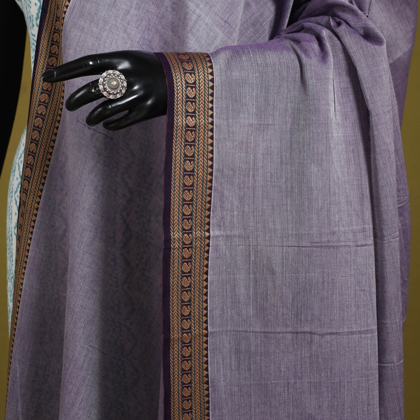 Purple - dharwad cotton dupatta with zari border 37