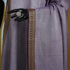 Purple - dharwad cotton dupatta with zari border 37