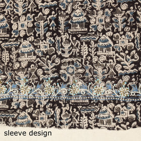 Black - kalamkari hand embroidery cotton blouse piece 23
