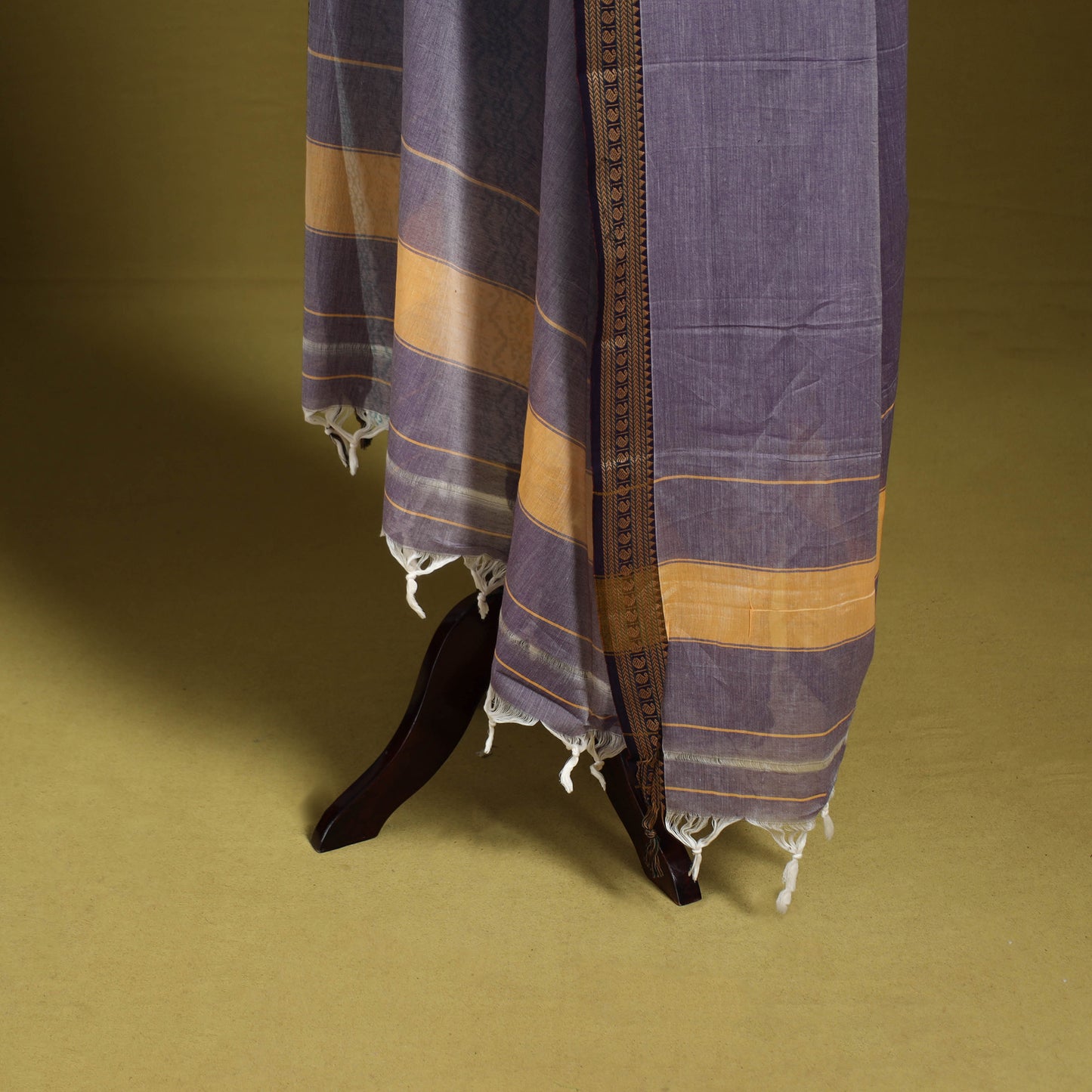 Purple - dharwad cotton dupatta with zari border 37