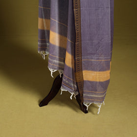 Purple - dharwad cotton dupatta with zari border 37