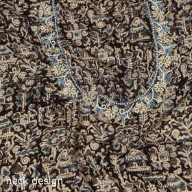 Black - kalamkari hand embroidery cotton blouse piece 23