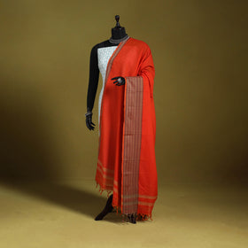 Red - dharwad cotton dupatta with zari border 38