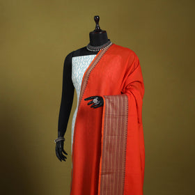 Red - dharwad cotton dupatta with zari border 38