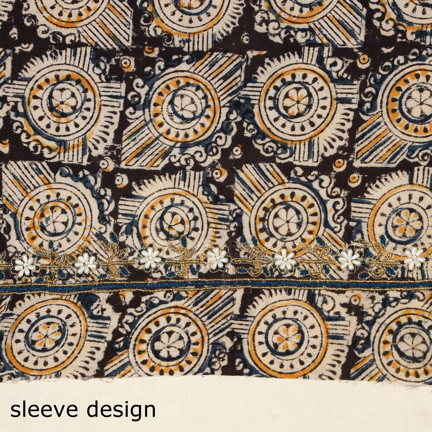 Black - kalamkari hand embroidery cotton blouse piece 22