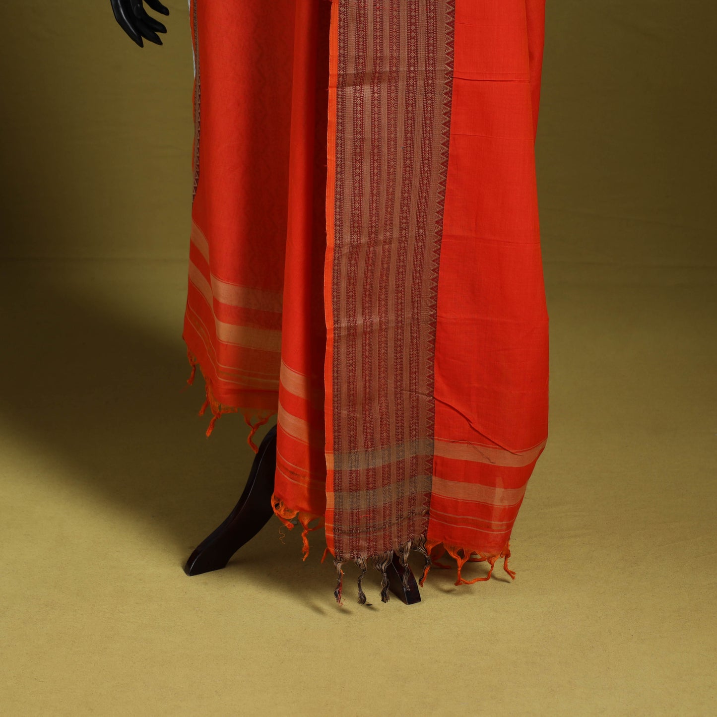 Red - dharwad cotton dupatta with zari border 38