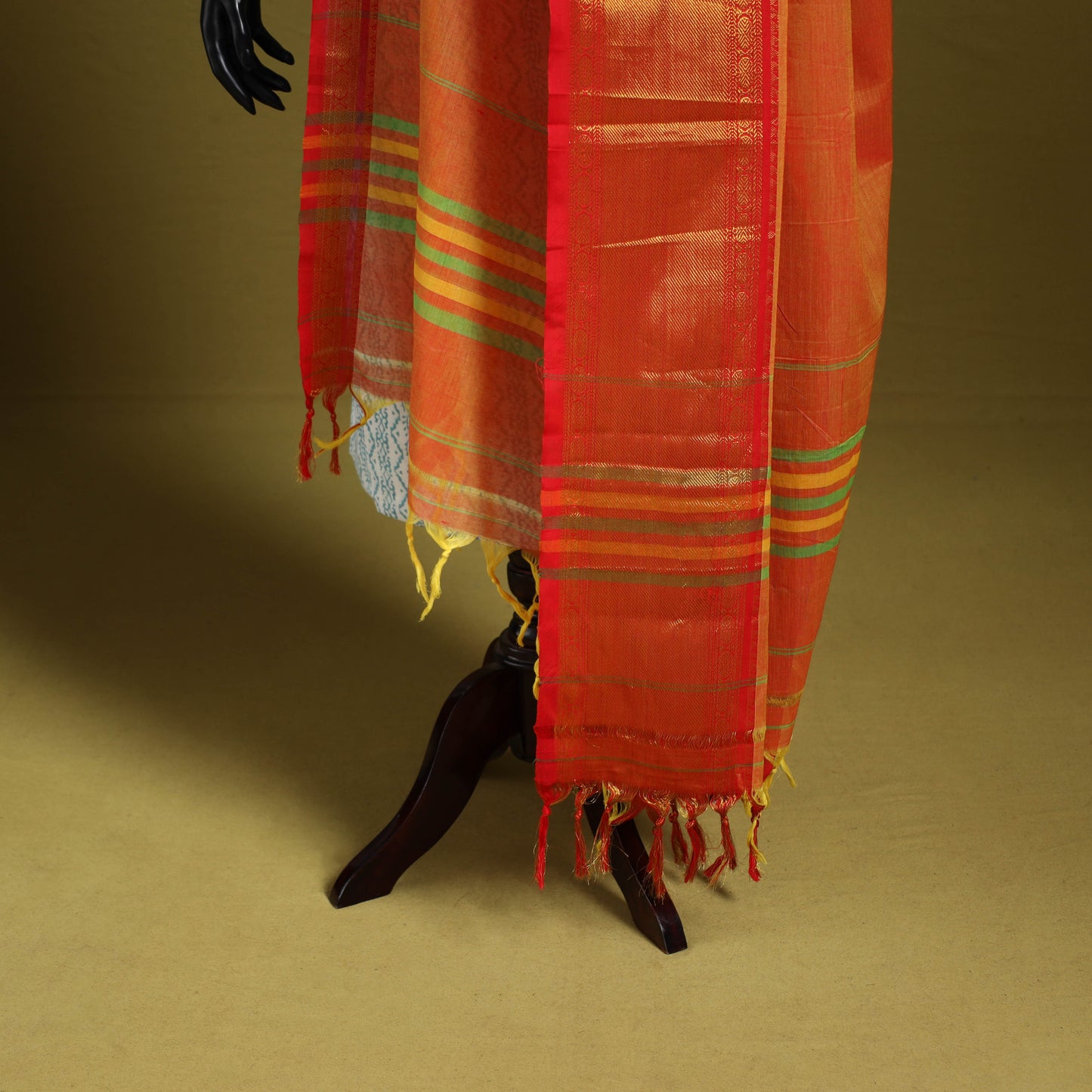 Orange - dharwad cotton dupatta with zari border 40