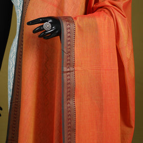 Orange - dharwad cotton dupatta with zari border 42