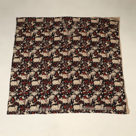 Black Kalamkari Print Hand Embroidery Cotton Blouse Piece