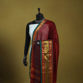 Maroon - dharwad cotton dupatta with zari border 43