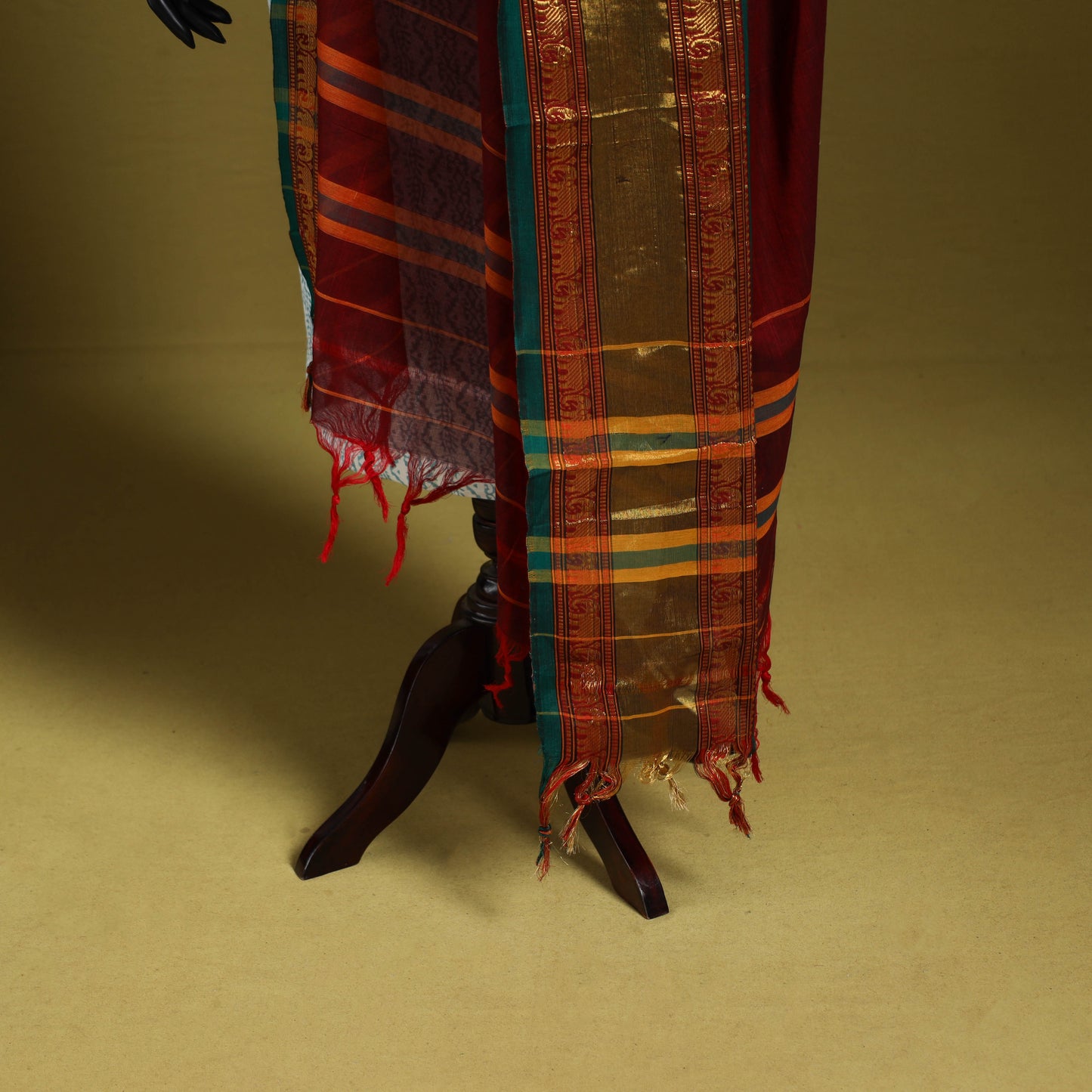 Maroon - dharwad cotton dupatta with zari border 43