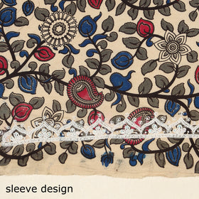 Multicolor Kalamkari Print Hand Embroidery Cotton Blouse Piece