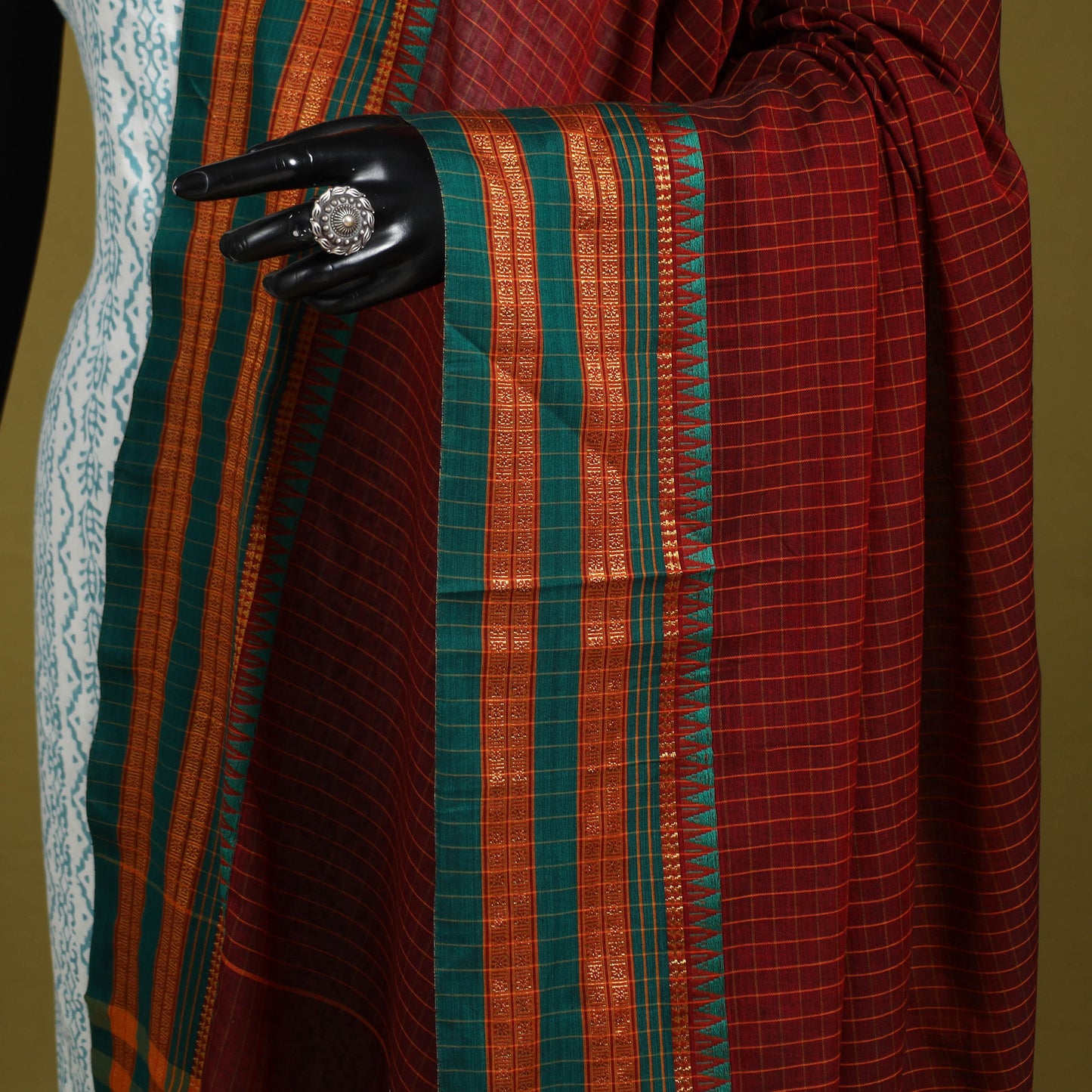 Maroon - dharwad cotton dupatta with zari border 44