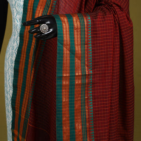 Maroon - dharwad cotton dupatta with zari border 44