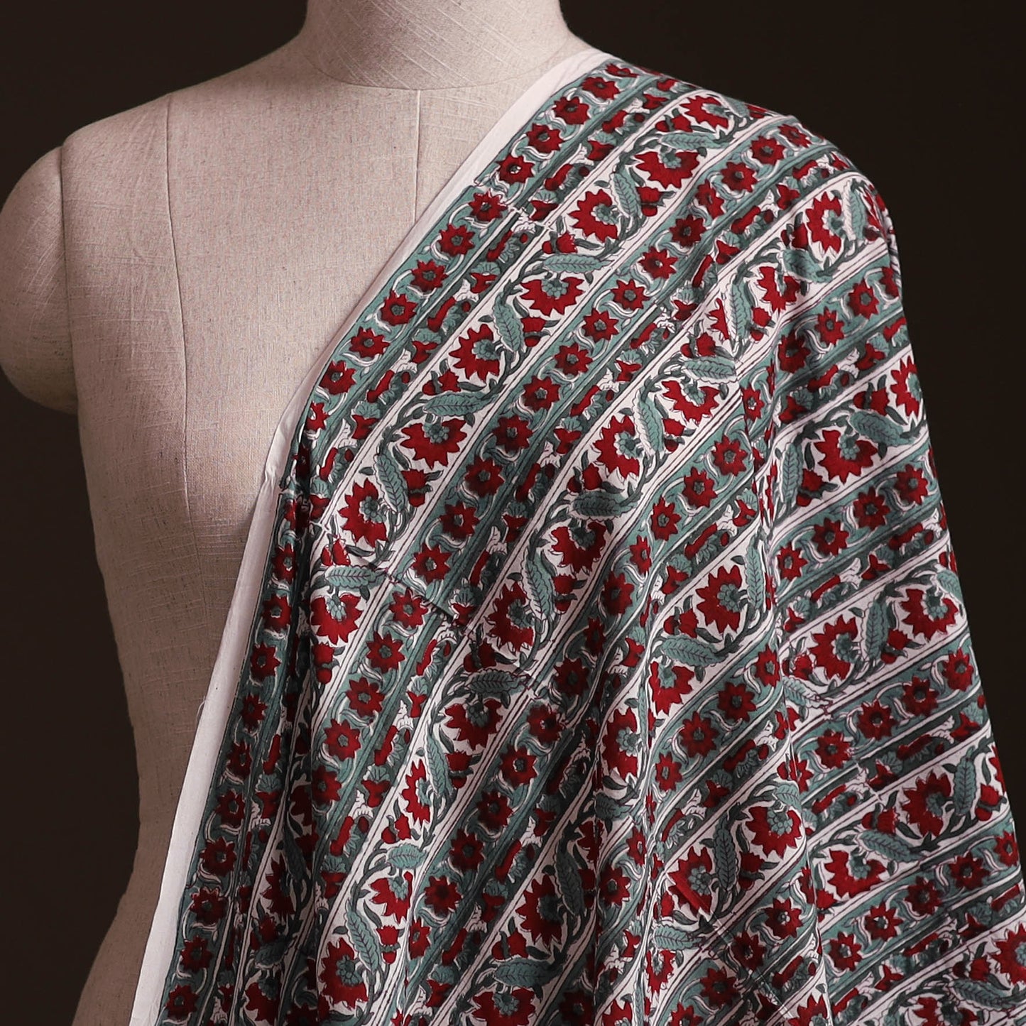 Red - Sanganeri Hand Block Print Cotton Fabric 20