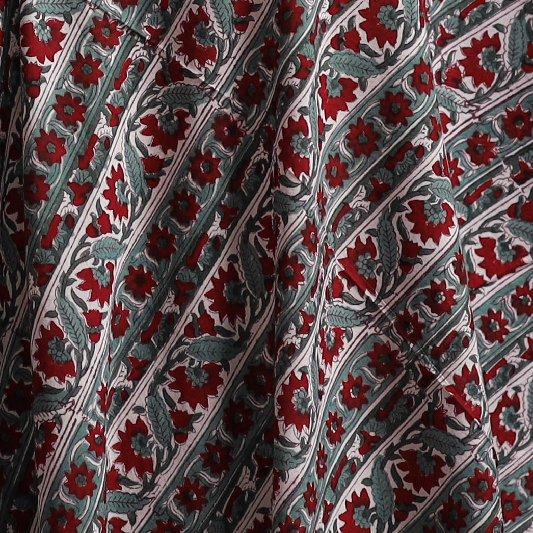 Red - Sanganeri Hand Block Print Cotton Fabric 20