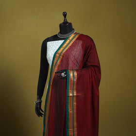 Maroon - dharwad cotton dupatta with zari border 45