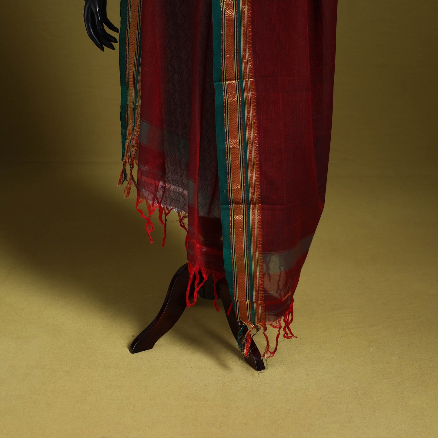 Maroon - dharwad cotton dupatta with zari border 45