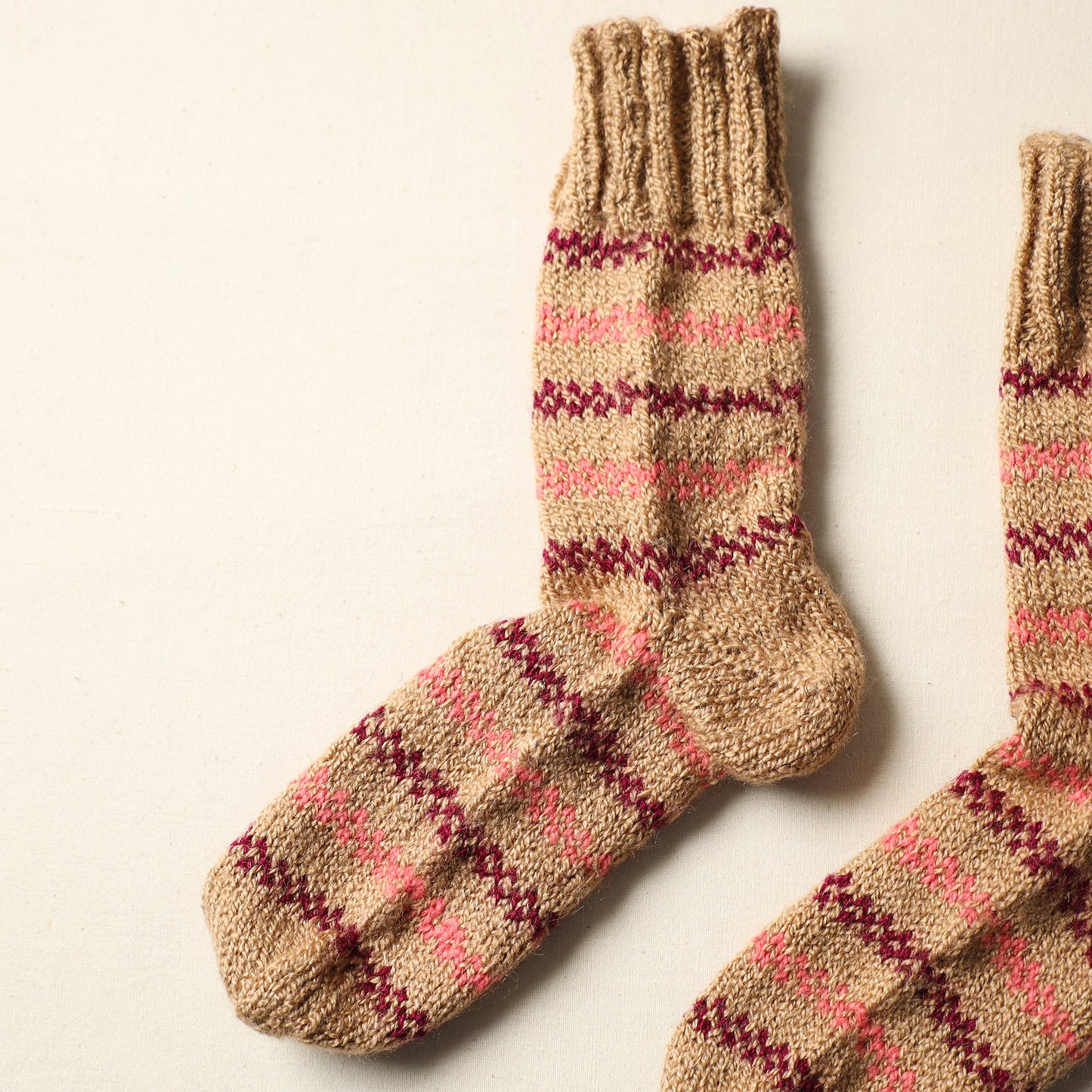 Brown - Kumaun Hand Knitted Woolen Socks (Adult) 42