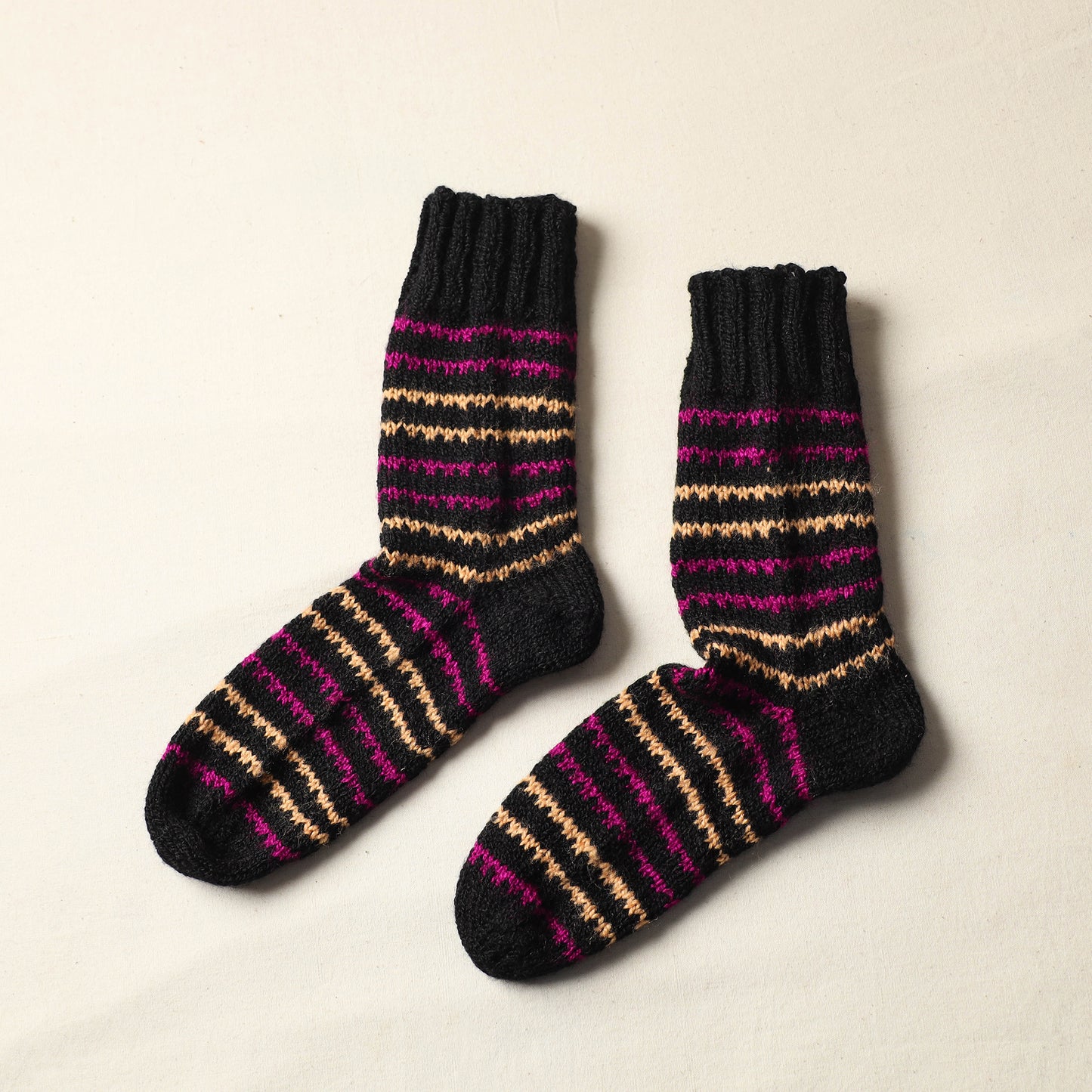 Black - Kumaun Hand Knitted Woolen Socks (Adult) 44