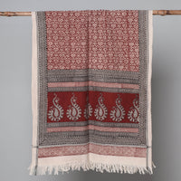 Red - Bagh Hand Block Printed Handloom Cotton Towel