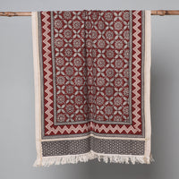 Red - Bagh Hand Block Printed Handloom Cotton Towel