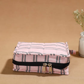 Pink Handmade 4 Pockets Cotton Jewelry Bag