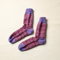 Purple - Kumaun Hand Knitted Woolen Socks (Adult) 49