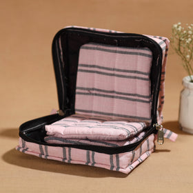 Pink Handmade 4 Pockets Cotton Jewelry Bag