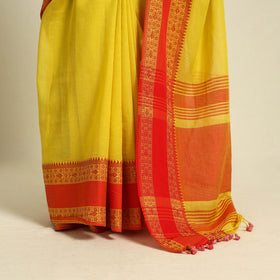 Buy Yellow Bengal Woven Border Handloom Cotton Saree