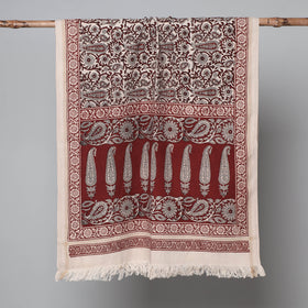 Red - Bagh Hand Block Printed Handloom Cotton Towel