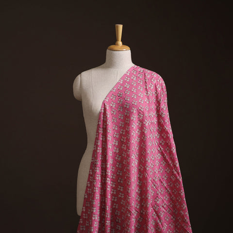 Pink - Akola Hand Block Print Slub Cotton Fabric 22