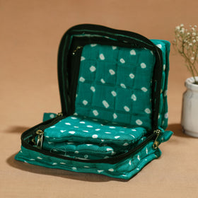 Green Handmade 4 Pockets Cotton Jewelry Bag 02 