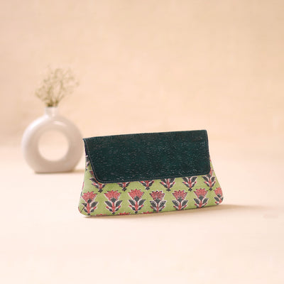 Embossed Leather Flap Hand Print Clutch  01