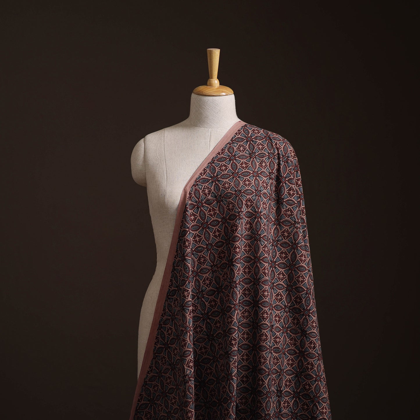 Hand Block Ajrakh Print Natural Dyed Cotton Fabric 01