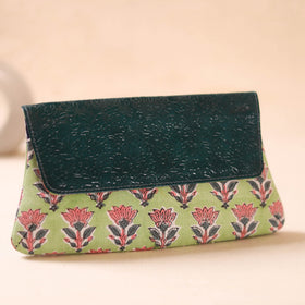 Embossed Leather Flap Hand Print Clutch  01