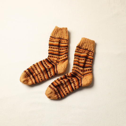 Brown - Kumaun Hand Knitted Woolen Socks (Adult) 54