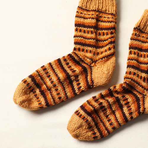 Brown - Kumaun Hand Knitted Woolen Socks (Adult) 54