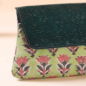 Embossed Leather Flap Hand Print Clutch  01