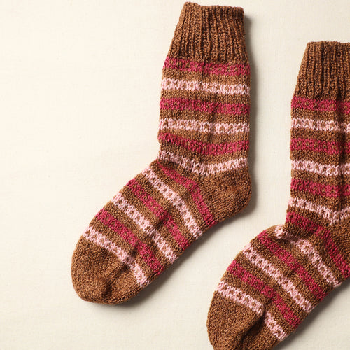 Brown - Kumaun Hand Knitted Woolen Socks (Adult) 55