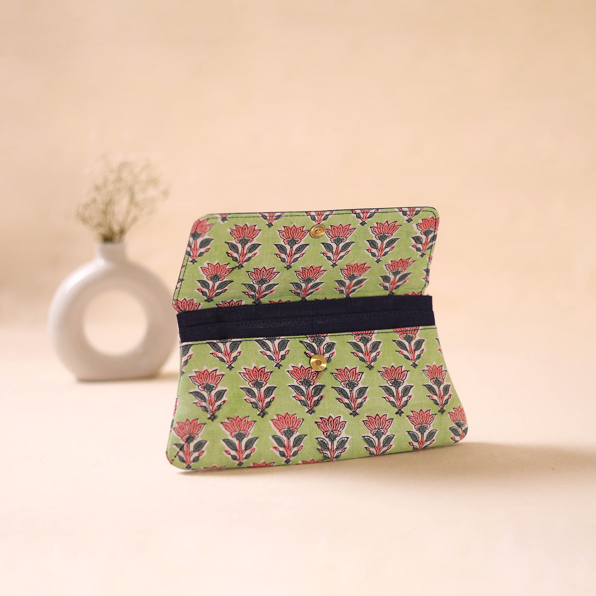 Embossed Leather Flap Hand Print Clutch  01