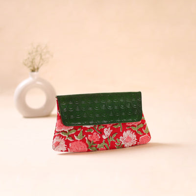 Embossed Leather Flap Hand Print Clutch  02