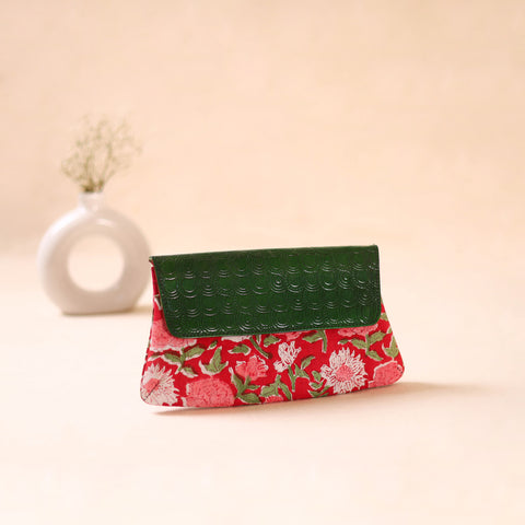 Embossed Leather Flap Hand Print Clutch  02