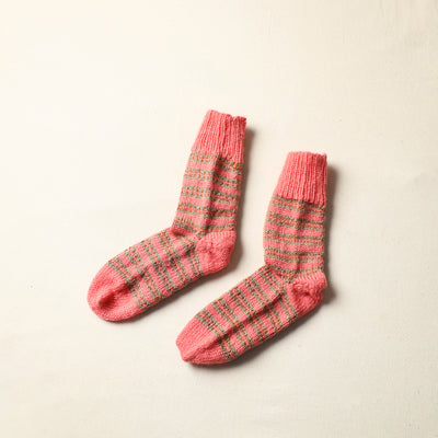 Pink - Kumaun Hand Knitted Woolen Socks (Adult) 56