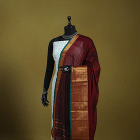 Maroon - dharwad cotton dupatta with zari border 53