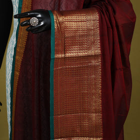 Maroon - dharwad cotton dupatta with zari border 53